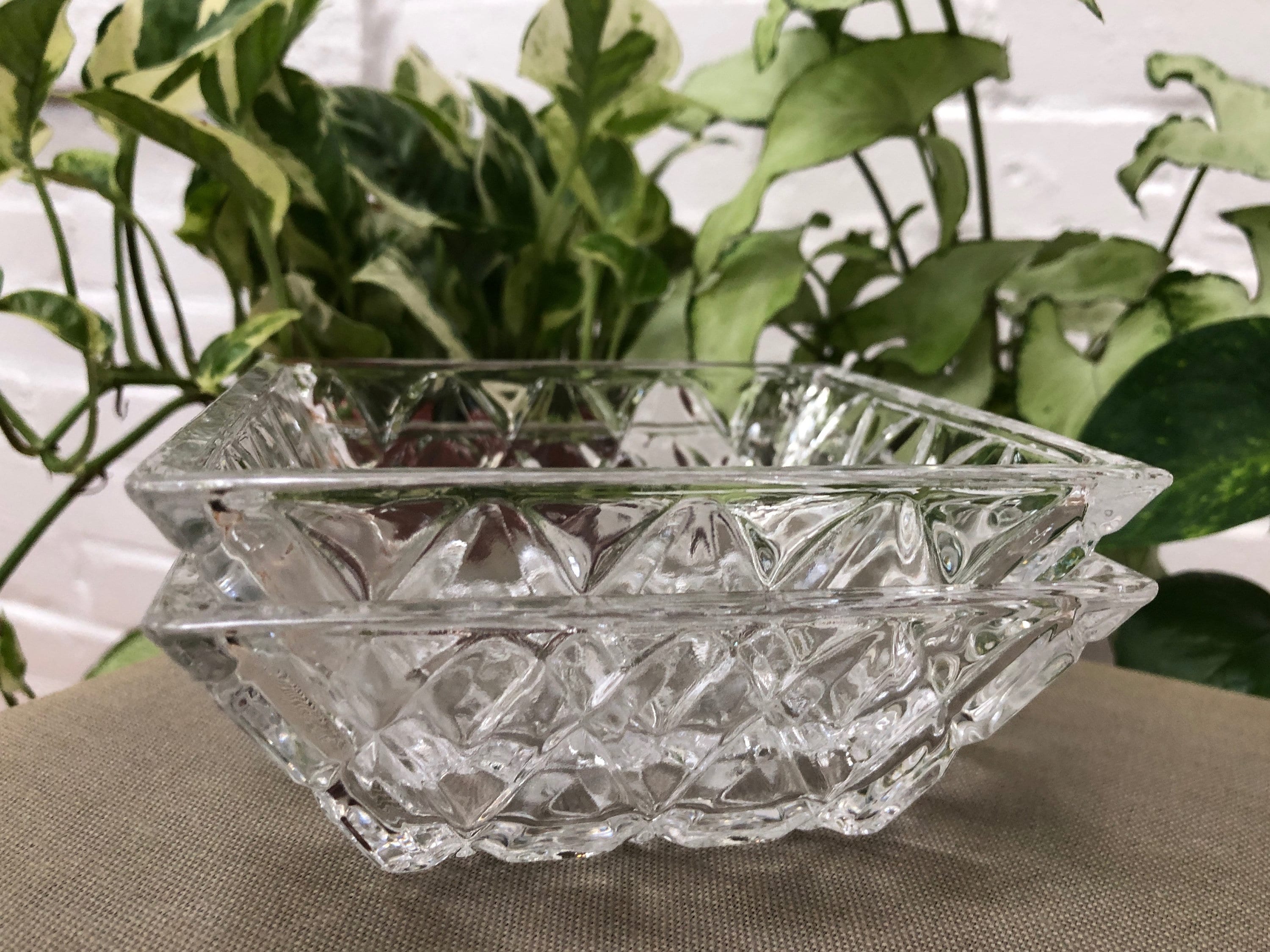 Square Glass Bowl Set of 2 Dishes Condiments Dessert Serving Etsy