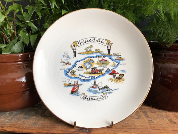 Vintage Bahamas Nassau Plate Bahamas Souvenir White Plate Etsy