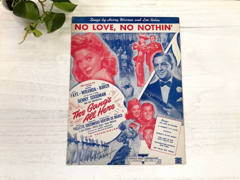 No Love No Nothing the Gang's All Here Sheet Music Etsy