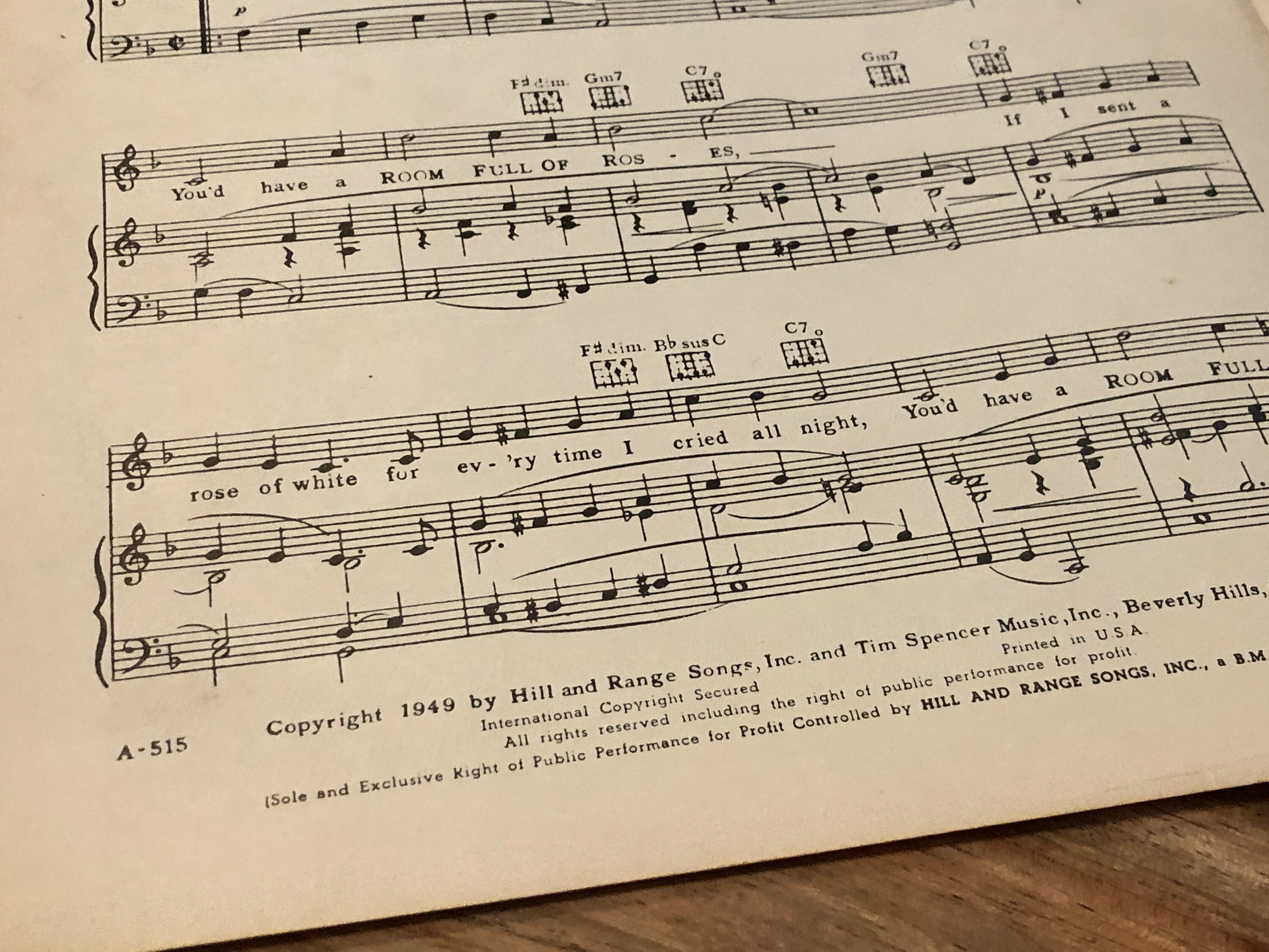 Room Full of Roses Song 1949 Vintage Sheet Music Piano Book Etsy