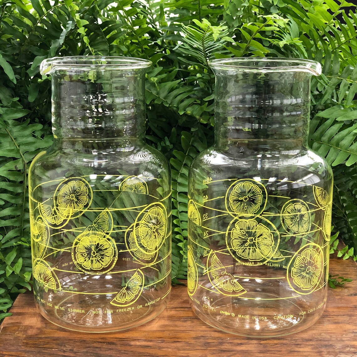 Lemonade Pitcher Set of 2 Pyrex Glass Pitchers Drink Jug Etsy