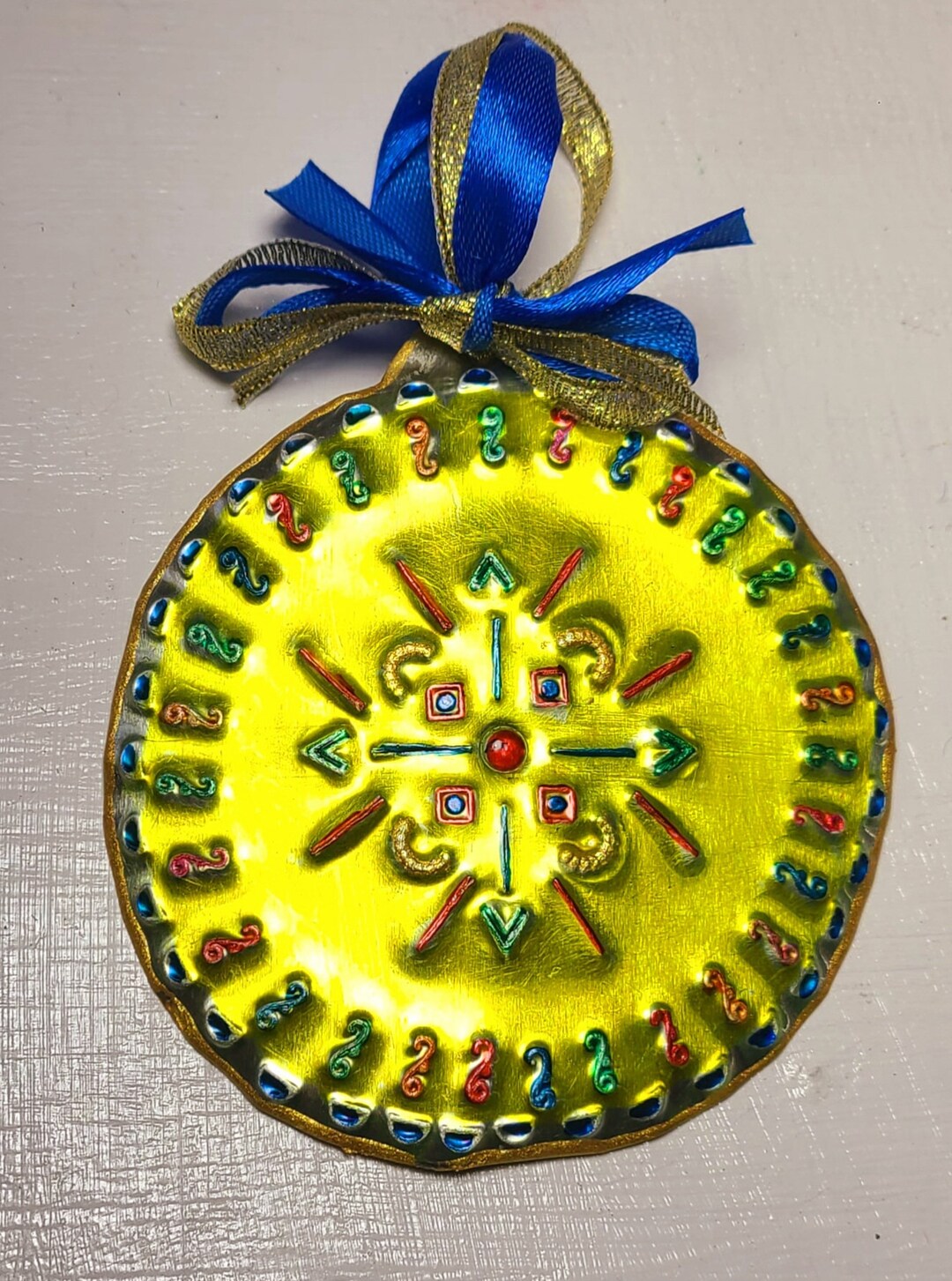 Punched Tin Ornament, Ball Ornament Handmade by Artist Katie Johnson