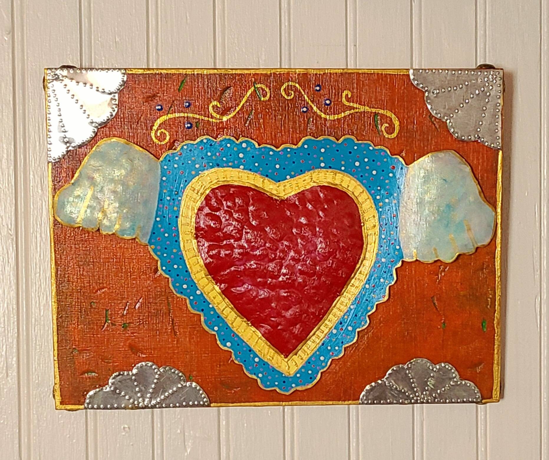 Tin Art 10 x8 14 Mexican Tin Art Mexican Folk Art Milagro Handmade Art