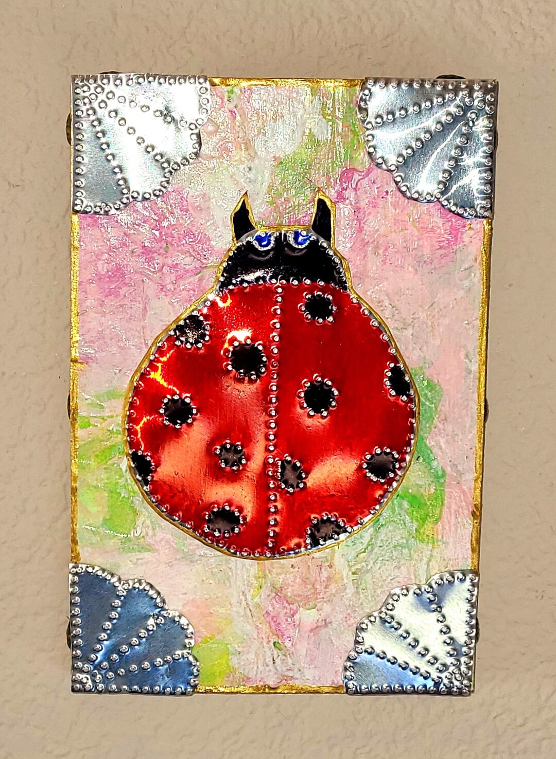 Mexican Tin Punch Ladybug Panel by Artist Katie Johnson - Etsy