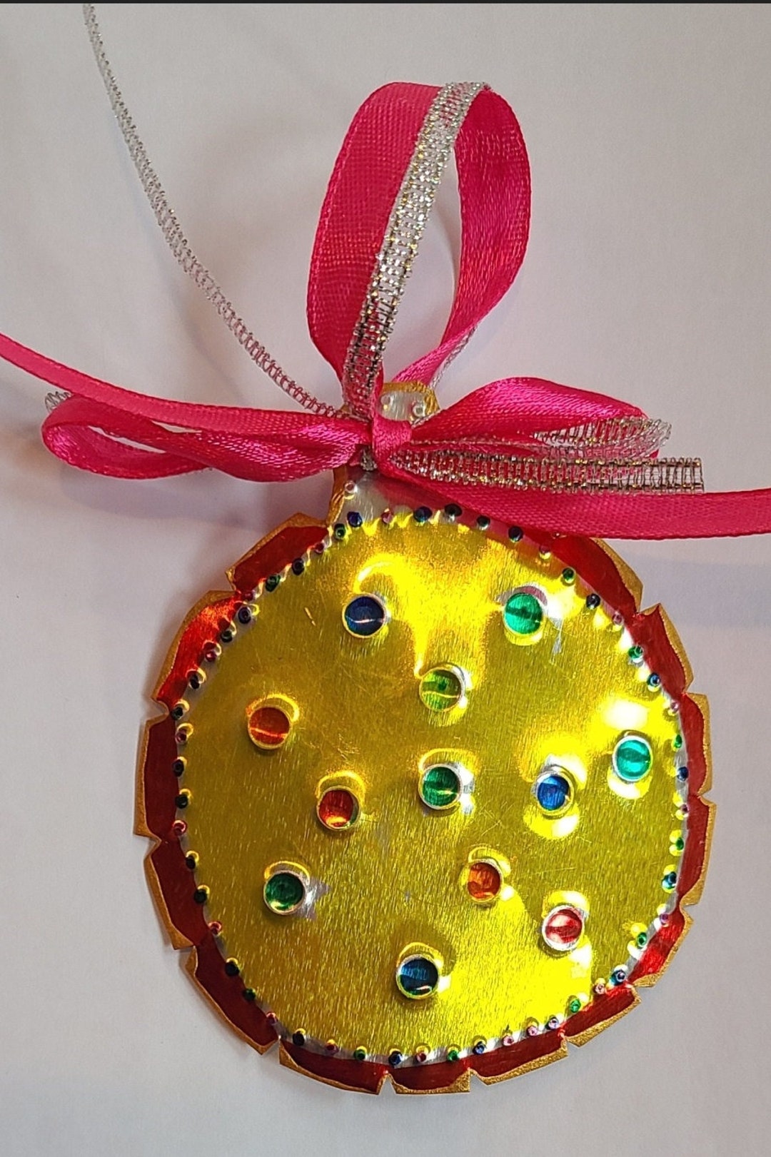 Mexican Tin Ornament s39b Punched Tin Round Ornament Etsy