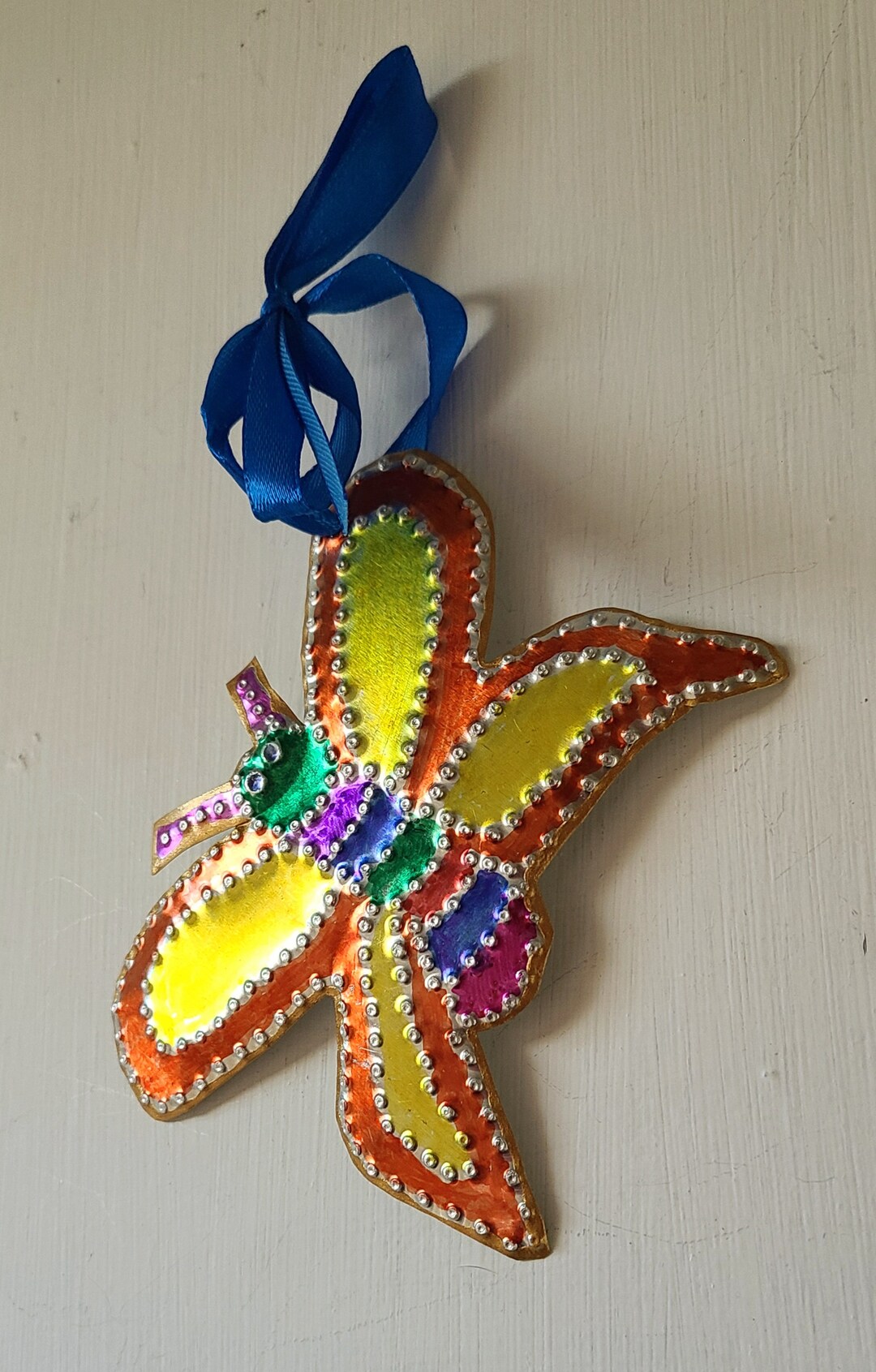 Mexican Tin Ornaments Butterfly Handmade by Artist Katie Etsy