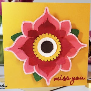 3D flower SVG card, flower svg, motif svg, floral svg, paper flower layered cut file, mother’s day card cricut silhouette cut file, dxf, eps