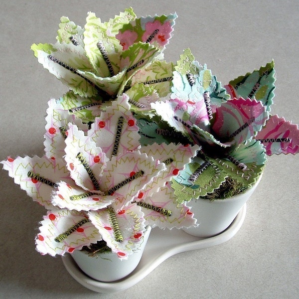 Fabric Leaf Potted Plants - Spring Romance