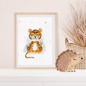 Poster Tiger A4 Kinderposter Poster Kinderzimmer Baby Geschenk Mädchen Geschenk Junge Poster Kinder Tierposter Geschenkidee