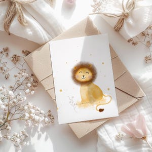 Cartolina Leone A6 Nascita Compleanno Biglietto Compleanno Bambini Regalo Neonato Ragazza Regalo Ragazzo Bambini Animale Cartolina Idea Regalo