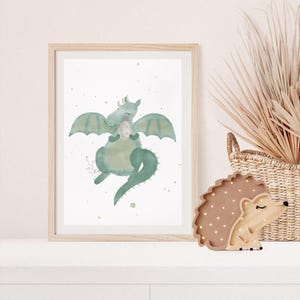 Póster Dragón, Mamá Dragón, Huevo, A4, Póster infantil, Póster habitación infantil, Regalo bebé, Regalo niña, Póster niño, Póster animal infantil, Idea regalo