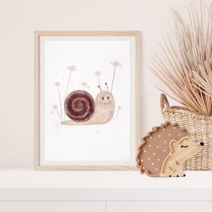 Póster caracol A4, póster infantil, póster habitación infantil, regalo bebé niña, regalo niño, póster animal infantil, póster idea regalo