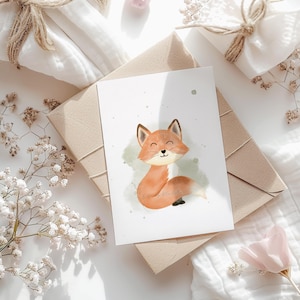 Carte postale renard A6 carte d'anniversaire de naissance anniversaire enfant bébé cadeau fille cadeau garçon enfant carte postale animal idée cadeau