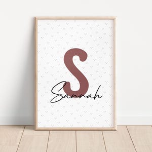 Póster con nombre personalizable | Carta de color marrón óxido | A4 | Cartel infantil | Pósteres | Habitación infantil | Bebé | Idea de regalo para niños y niñas.