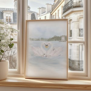 Póster Familia Cisne | Friburgo | Parque del lago | A4 | lago | Póster infantil Póster Habitación infantil Bebé niña Niño Niños Póster de animales Idea de regalo