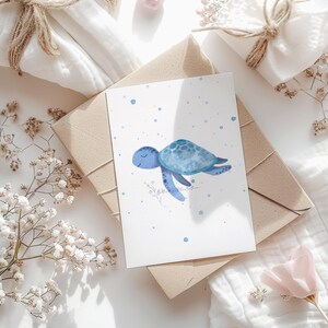 Postkarte Schildkröte A6 Geburt Geburtstag Karte Kindergeburtstag Baby Geschenk Mädchen Geschenk Junge Kinder Tierpostkarte Geschenkidee