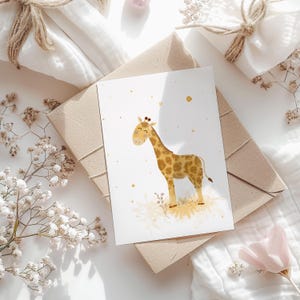 Carte postale Girafe A6 Naissance Anniversaire Carte Anniversaire Enfant Cadeau Bébé Fille Cadeau Garçon Enfant Animal Carte Postale Idée Cadeau