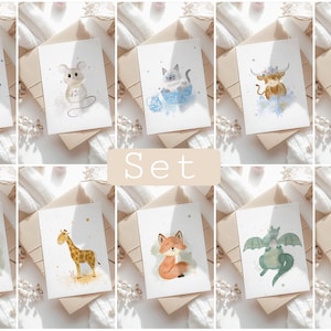 10er Postkartenset Tiere | A6 Bundle Geburt Geburtstag Karte Kindergeburtstag Baby Geschenk Mädchen Junge Kinder Tierpostkarte Geschenkidee