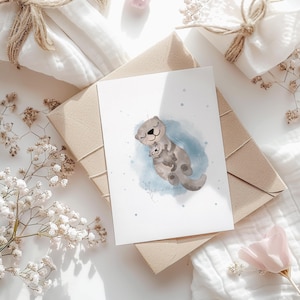 Cartolina Lontra A6 Nascita Compleanno Biglietto Compleanno Bambini Regalo Neonato Ragazza Regalo Ragazzo Bambini Animale Cartolina Idea Regalo