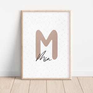 Personalisierbares Namensposter | Buchstabe Beige | A4 | Kinderposter | Poster | Kinderzimmer | Baby | Mädchen Junge Kinder | Geschenkidee