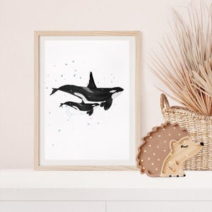 Póster de orca A4 para niños, póster para habitación infantil, regalo para bebé, regalo para niña, póster para niño, póster de animales para niños, idea de regalo