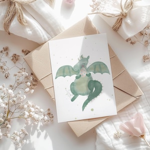 Postal Dragón Mamá Huevo A6 Nacimiento Tarjeta de cumpleaños Cumpleaños de los niños Bebé Regalo Niña Regalo Niño Niños Animal Postal Idea de regalo