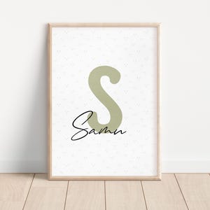 Póster con nombre personalizable | Letra Sage | A4 | Póster infantil | Póster | Habitación infantil | Bebé | Niña | Idea de regalo