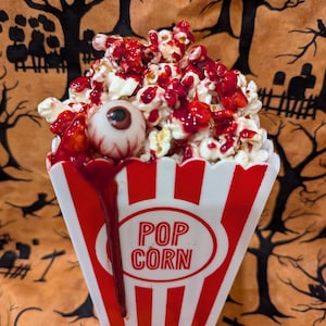Handmade Spooky Popcorn Decor: Horror Movie Night Prop