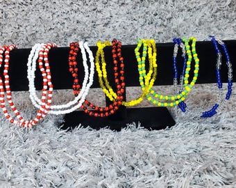6pcs Unisex 16" Bead Necklace Set | Long Santeria Necklace Yoruba Religion | Eleggua Sango Oshun Yemaya Obatala Orula