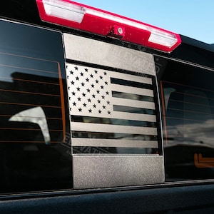 Matte Black American Flag Decal for Truck Rear Window - Waterproof Vinyl Sticker - Customized Design - Easy Application