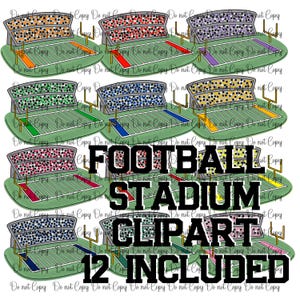 Football stadium clipart bundle 12 colors included- 300 DPI Digital File