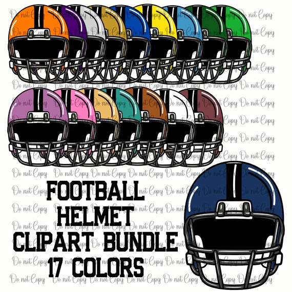 Football Helmet Clipart Bundle 17 Colors Included- 300 DPI  display picture 3