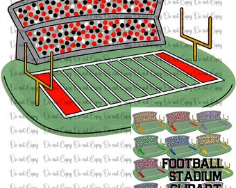 Football stadium clipart bundle 12 colors included- 300 DPI Digital File