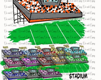 Football stadium clipart bundle 14 colors included- 300 DPI Digital Files