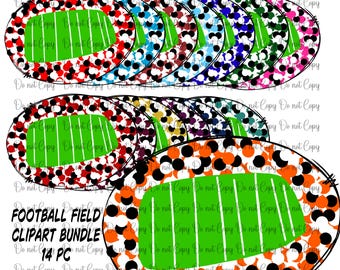 Football field clipart bundle 14 pc- 300 DPI Digital File