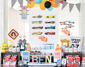 Race Cars Party Decorations, Hot Rods, Hotrods Birthday, Race Cars Birthday Party Decor, Toy Cars Party Kit, DIGITAL FILES