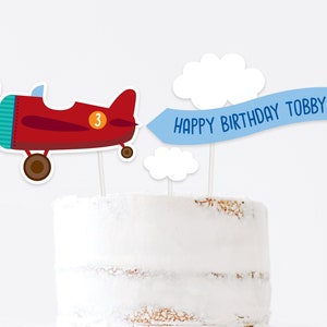 Airplane birthday cake topper, Airplane birthday, Personalized airplane cake topper, approx. 5.2height x 18.5width inches image 1