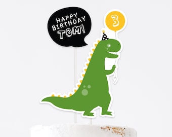 Dinosaur birthday cake topper, Dino birthday, Personalized dinosaur cake topper, approx. 8.8(height) x 7(width) inches