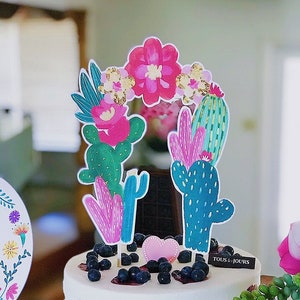 INSTANT Download Dessert Cacti Blooms cake topper, Cactus Flowers, 40th Birthday, 30th Birthday, approx. 9height x 7.5width inches image 1