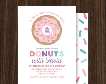 DIGITAL FILE Donut Invitation, Donuts Invitations, Donut Party, Donut theme 5x7 inches