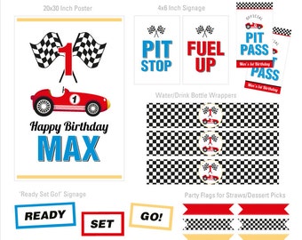 DIGITAL FILES Race Car Party Decorations, Race Car Birthday Party Decor, Race Car Party Kit, Race Car Theme, Cars Birthday, Party Kit