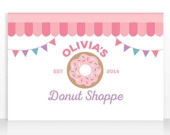 DIGITAL FILE Donut Party Decorations, Donut Shop Birthday Banner Backdrop, Donut Theme, 60x40 inches