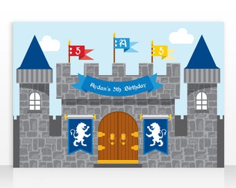 Medieval Castle Printable Banner Backdrop 60x40 inches, Prince Castle Backdrop Banner, Knight Castle, Digital File