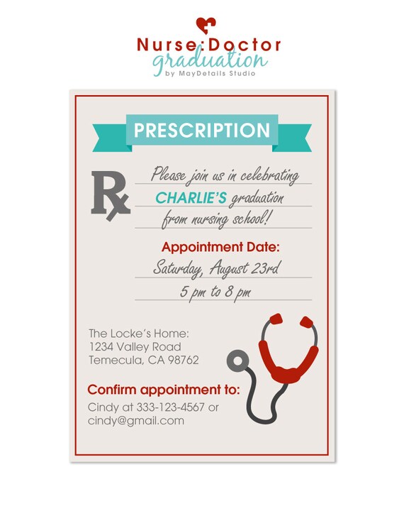 DIGITAL FILE Nurse Graduation Party Invitation, Doctor Graduation Party Invitation, Party Printables, Party Kit Il_570xn