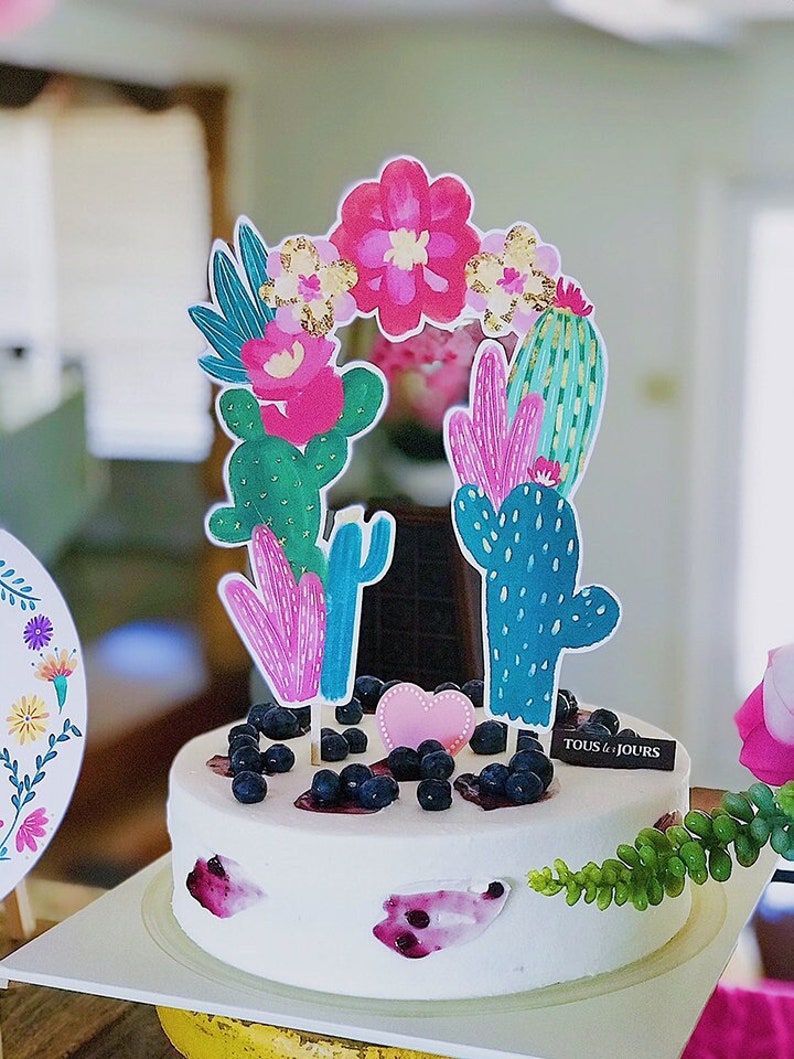 INSTANT Download Dessert Cacti Blooms cake topper, Cactus Flowers, 40th Birthday, 30th Birthday, approx. 9height x 7.5width inches image 1