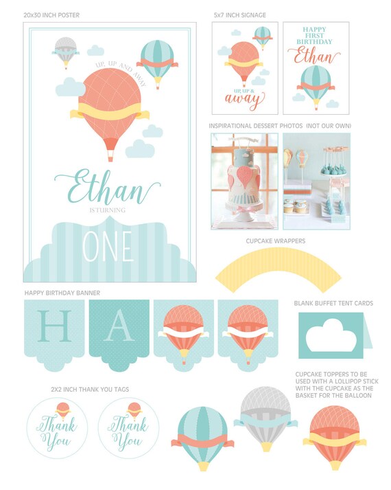 Digital Files Hot Air Balloon Party Decorations Hot Air Balloon