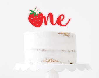 INSTANT Download, Strawberry 1st birthday cake topper, Strawberry first birthday, Berry first birthday cake topper