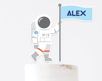 Astronaut birthday cake topper, Astronaut birthday, Personalized space cake topper, approx. 8(height) x 8.45(width) inches