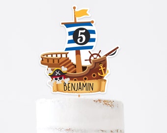 Pirate birthday cake topper, Pirate birthday, Personalized cake topper, approx. 8.6(height) x 7.8(width) inches