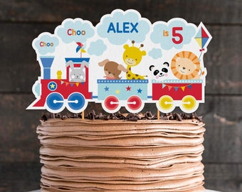 Train Cake Topper, Train with Animals Cake Topper, Circus Train Cake topper, Train Centerpiece, approx. 5.8(height) x 10.2(width) inches